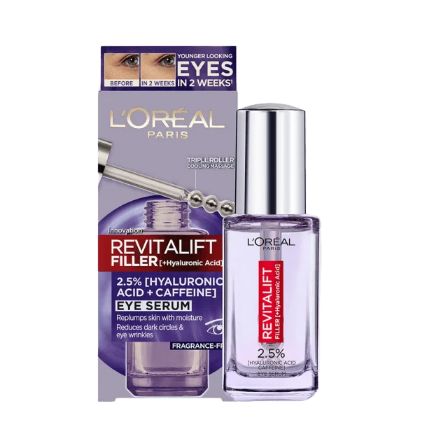 L'Oréal Paris Revitalift Filler 2.5% Hyaluronic Acid+Caffeine Eye Serum & specialbehandling Dam 20 ML