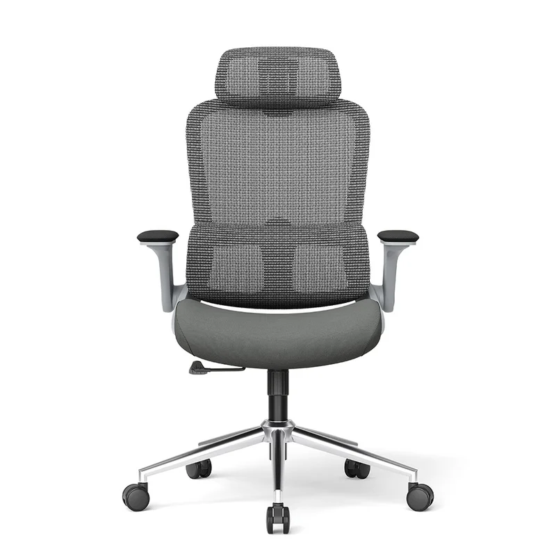 Ergonominen toimistotuoli niskatuella / korkeussäädettävä verkkoselkäinen työtuoli / harmaa työtuoli 5 vuoden takuulla