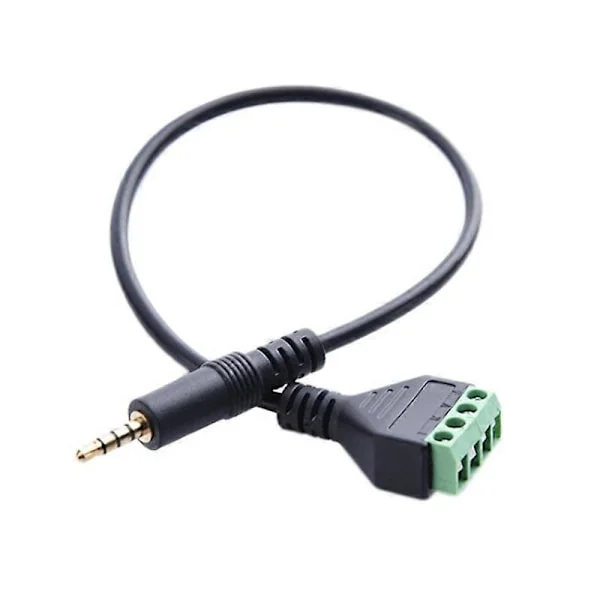 3,5 mm skrueterminaladapter højttalerkabel 4-leder stereo TRRS hanstik til AV 4 skrueterminal Balu