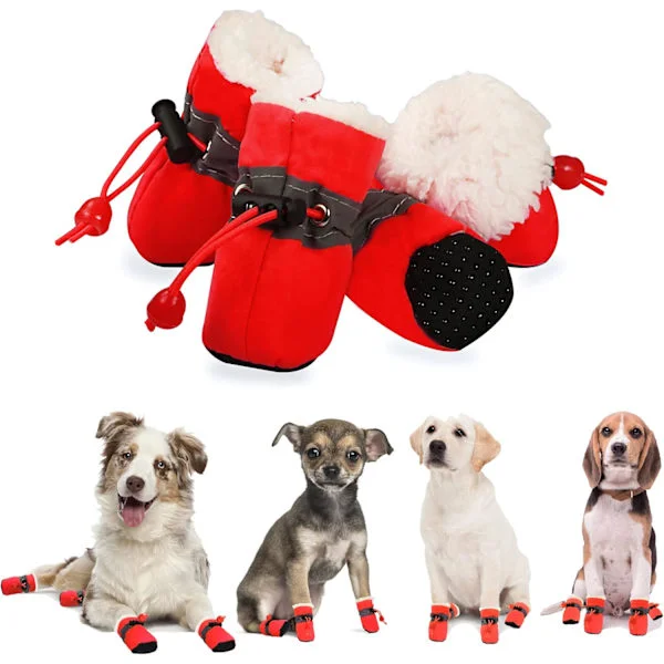 Hundesko, Hundestøvler Potebeskyttelse, Vinter Hundesko Vandtætte Anti-Skrid Hundesko til Små Mellemstore Hunde Kattehvalpe (Størrelse 3: 4x3 cm(L*B),