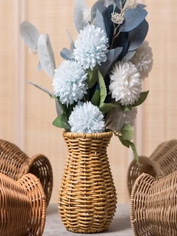 AliExpress - Handgewebte Kunststoff-Rattan-Blumenvase für Trockenblumen, kreative Haushaltsdekoration, Tischdekoration, Büro-Effekt, schicker 