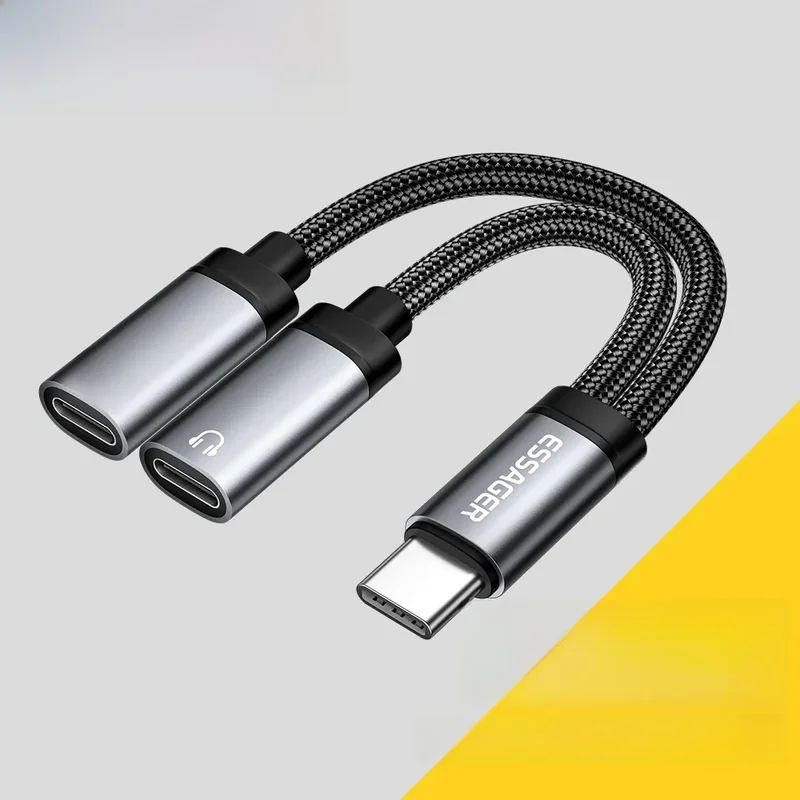 AliExpress - Essager 2 in 1 Typ c bis 3,5mm Aux Kabel Kopfhörer adapter pd 60w Schnell ladung für iPhone 16 15 Samsung Xiaomi 14 13 Tablet PC