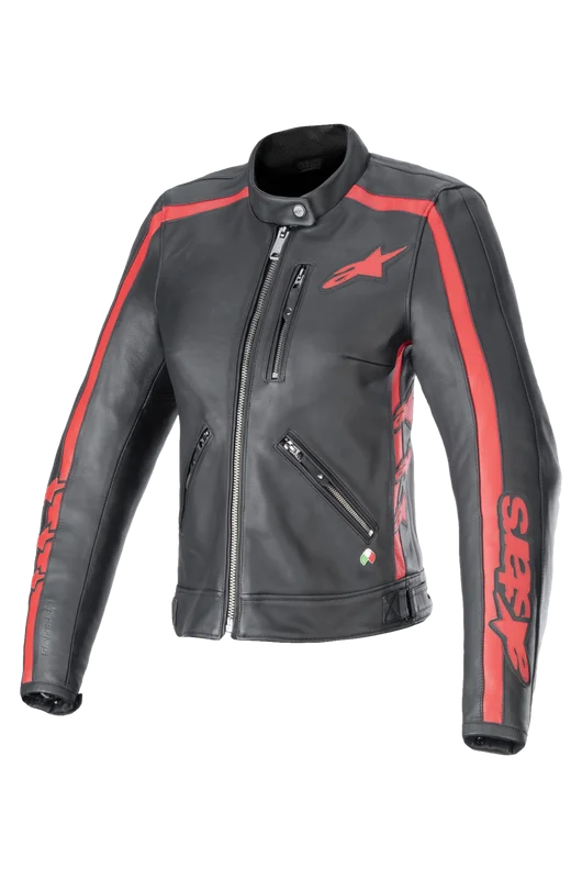 Giacca Moto Donna in Pelle Alpinestars Stella Dyno Nero/Rosso Acceso S