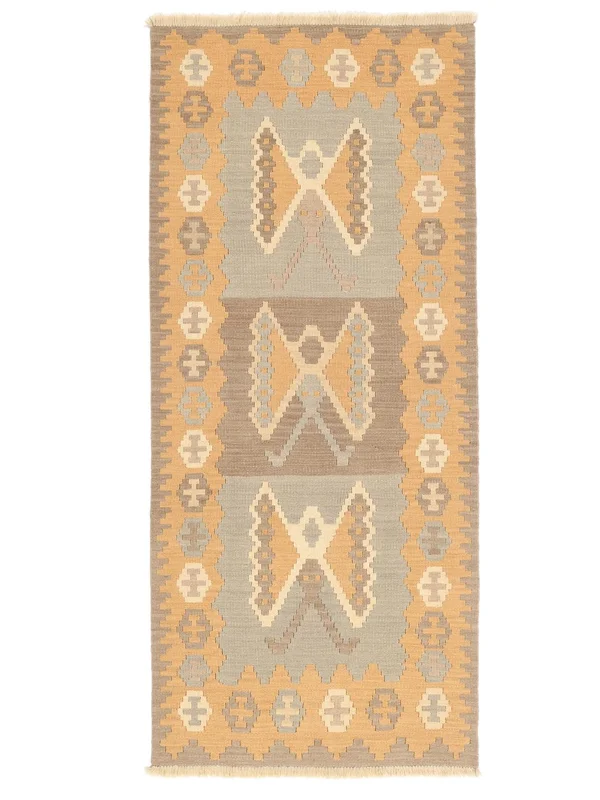 Light Nomad Kilim Rug 85X191 Runner Orange/Brown Wool