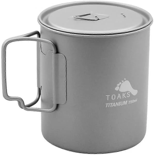 TOAKS Ultralight Titanium Camping Cook Pot taitettavilla kahvoilla ja kannella - 750ml