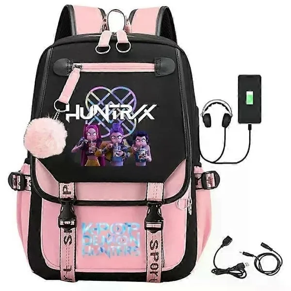 K-Pop Demon Hunters Anime School Backpack, Cute Cartoon Bag, Student Backpack, Stylish, BB