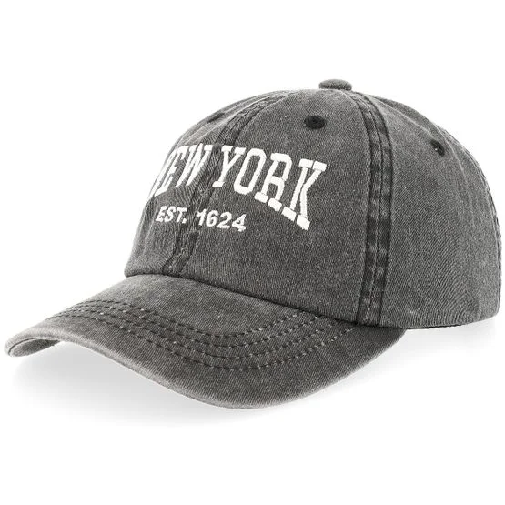 Kiddo Cap - Svart unconstructed Caps - Kids New York White Script New York White Script New York Script New York Script Black Pigment Washed Dad Cap @