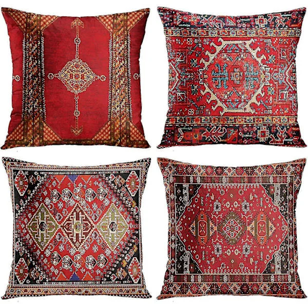 4-osainen setti Vintage punainen kukallinen turkkilainen persialainen matto pellavainen tyynynpäällinen kodin tyyny tyynynpäällinen geometrinen 
