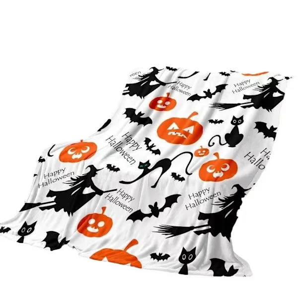 Halloween-tæppe - Plys Halloween-tæppe - Hyggeligt flannel gråt Halloween-dekoration til fest sofa seng stue 50"x60" Stil 52