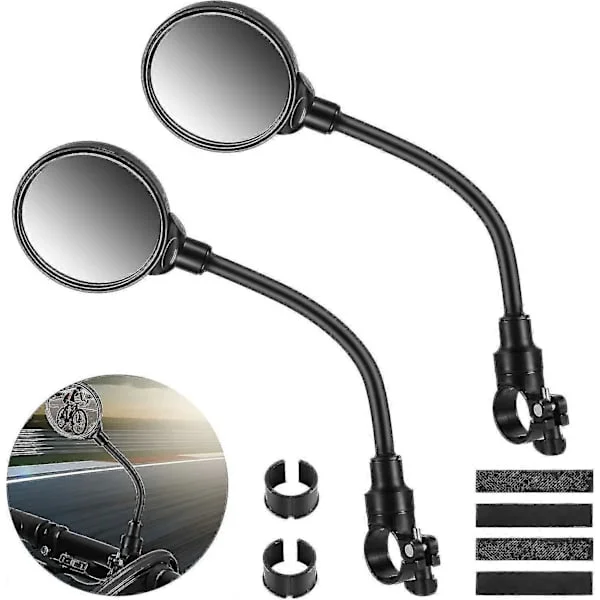 2 Pakke Sykkel Speil For 22-32mm Styre - 3d Sikkerhetsspeil, 360 Justerbar Og Roterbar For Terrengsykkel, Racersykkel, E-sykkel, Moped