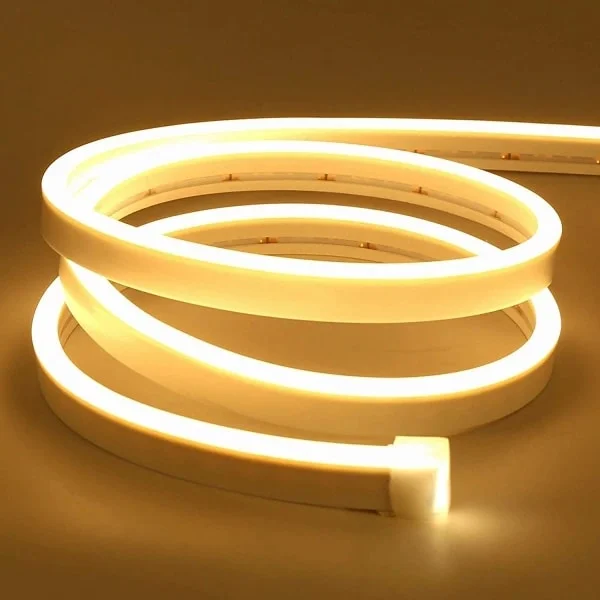 2M Varmvit Neon LED-slinga 12V 3000K Dimbar, IP67 Vattentät Flexibel, DIY Silikon LED-ljusslinga med Strömförsörjning och Kontroller-FF-