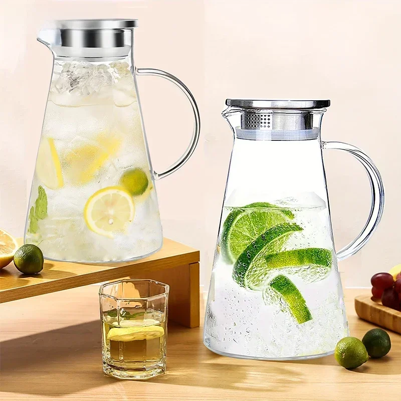 AliExpress - 1/2Pcs Wasser Krug Transparent Wärme-Beständig Glas Kalt Wasserkocher Und Tassen Wasser Topf Mit Griff Große kapazität Haushalts Krug