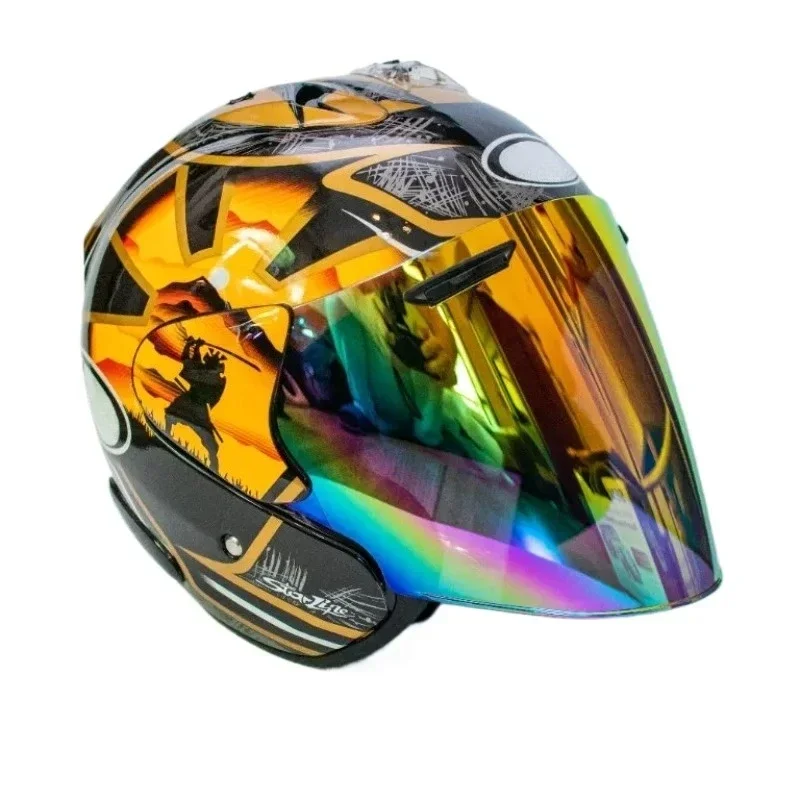 AliExpress - 3/4 casque ouvert Ram3 Pedrosa samouraï casque de Moto été Jet Scooter Motobike demi-casques Cascos Para Moto