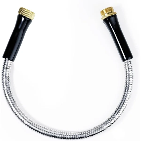 Kort trädgårdsslang 0,6 m x 1,6 cm, metallträdgårdsslang för slangvinda, kraftig 304 rostfri metallledarslang, lätt och läckagesäker vattenslang