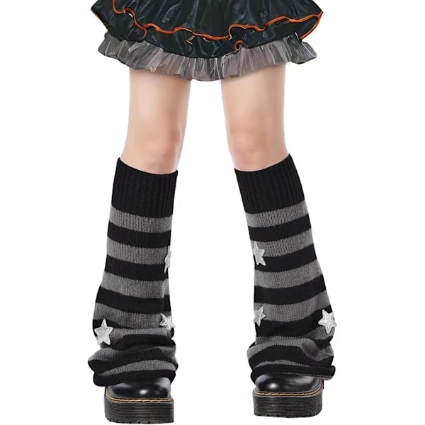 Moon Wood Leggvarmere for jenter kvinner Kawaii Harajuku Leggvarmere Søte Strikkede Leggvarmere Goth Lolita Tilbehør