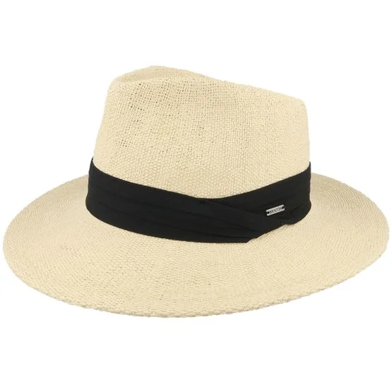 Brixton - Sol Straw Fedora Natural/Black Straw Hat Fedora Beige Hat - @ Hatstore
