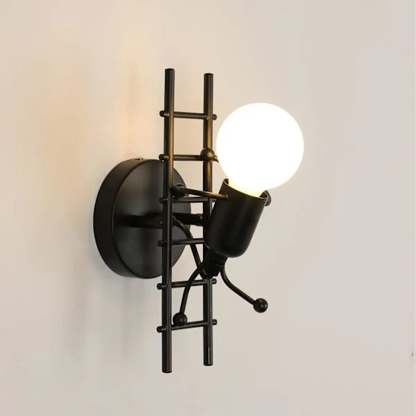 Vägglampa inomhus, Kreativ Humanoid Klättrande Vägglampa, Modern Järn Vägglampa Svart Vägglampa E27, (Glödlampa ingår ej)