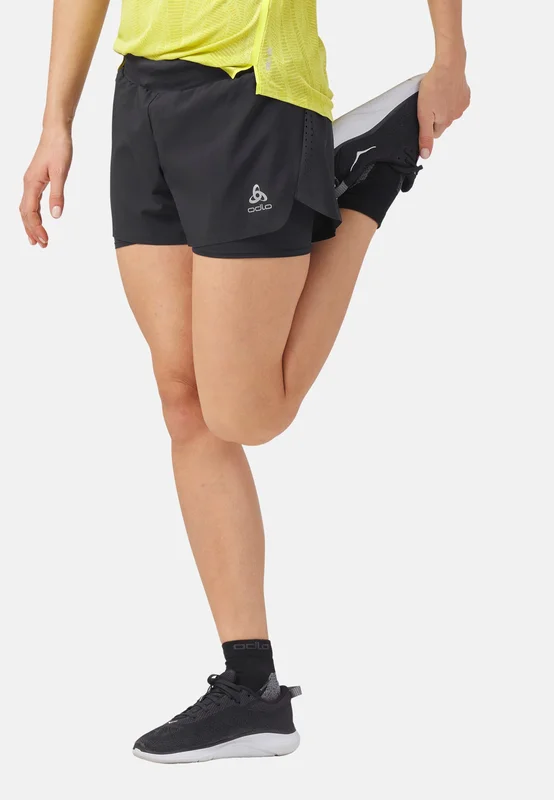 Odlo Women's Zeroweight 3 Inch 2-In-1 Running Shorts, S, black