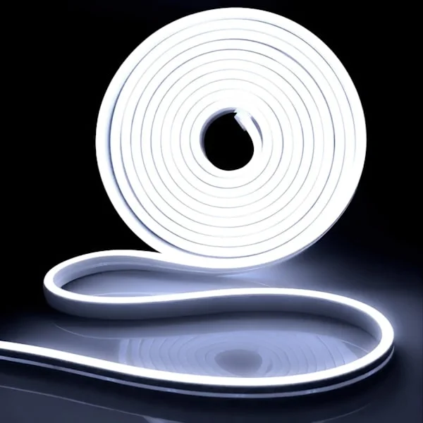 Neon LED-stripe 5M, DC 12V Hvit 6000K LED-lysstripe Fleksibel Vanntett IP67 LED Neon Tauelys DIY Dekorasjon