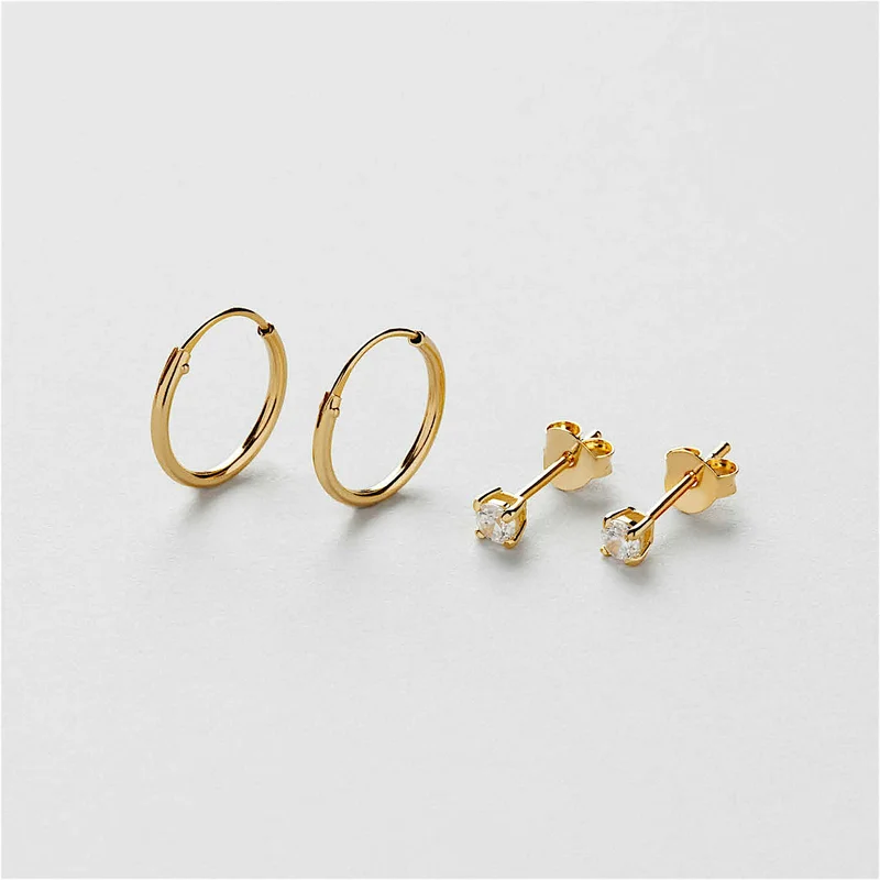 Classic Örhängen Multipack - 18K GULDPLÄTERAT STERLING SILVER - Safira