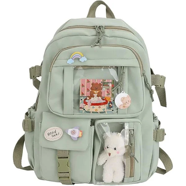Kawaii Backpack, Large Capacity Cute Bear Accessories Backpack For School Multi Pocket Kawaii Handbag Japanese School Bag For Teen Girls