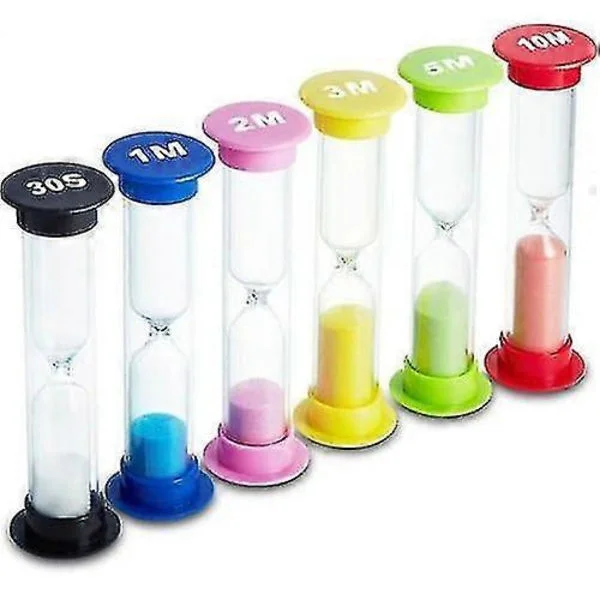 Timeglass 6 Farger Timeglass Timeglass Timeglass Timer 30sek / 1min / 2min / 3min / 5min / 10min (6-pakning)