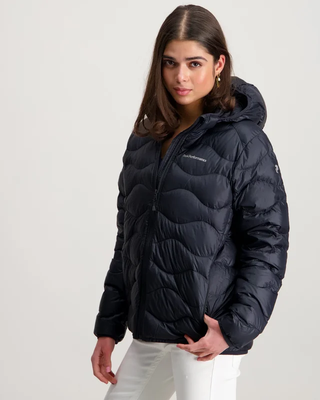 Peak Performance Jr Helium Down Hood Jacket Svart Jackor Tjej - Kids Brand Store