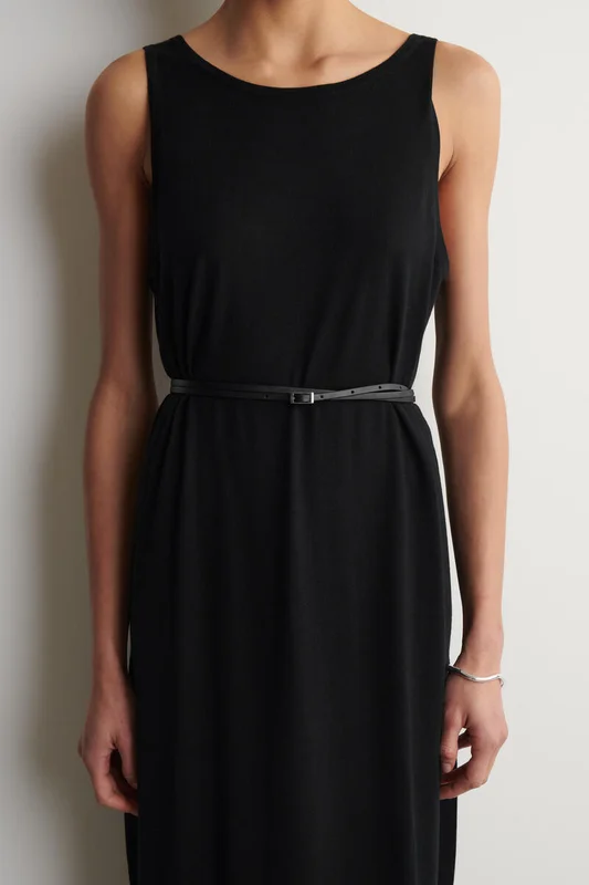 COS Women's Skinny Double-Wrap Leather Belt in Black