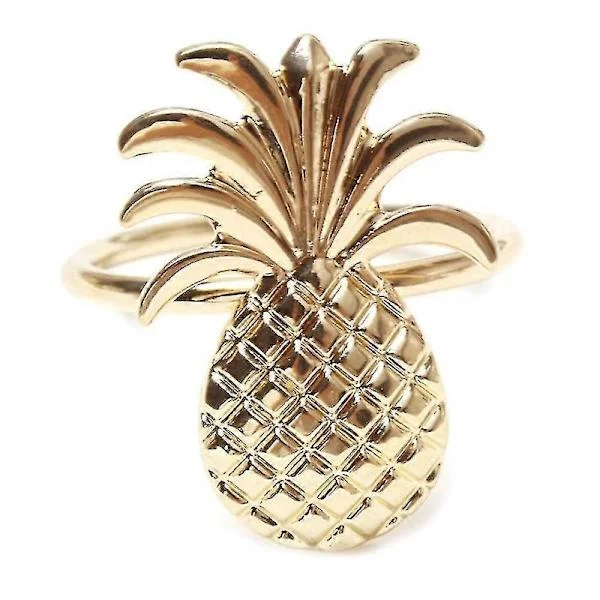 【DENGTU】12 stk Ananas Serviettring Metallbelegg Serviettring Ringstativ Bryllup Feriefest Borddekorasjon