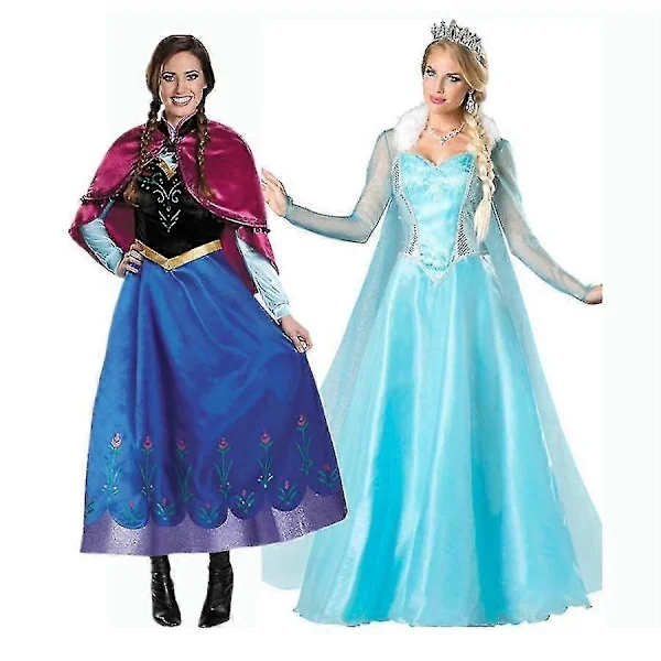 Aikuisten Prinsessa Anna Elsa Puku Joulu Cosplay Naamiaisasu Elsa-XF7-