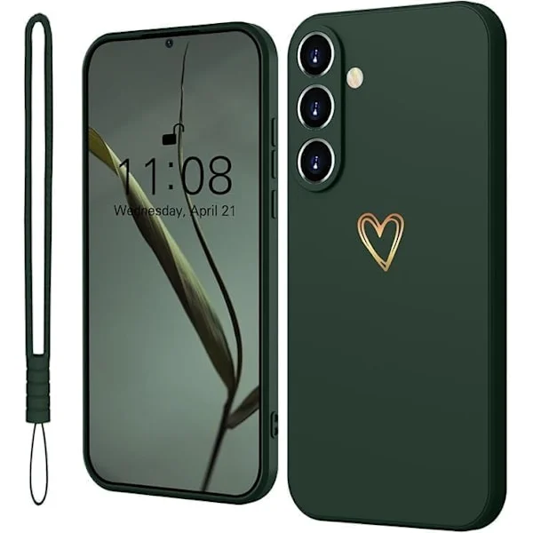 2025 Senaste Modell Silikonfodral för Samsung Galaxy A55 med Guldhjärta, Mobilskal Samsung Galaxy A55 5G Tunt Guldhjärta Skydd