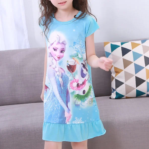 Flickors Nattlinne Prinsessa Kortärmad Pyjamas Sovkläder Nattlinne Hemkläder för Barn Storlekar 2-12 År #1