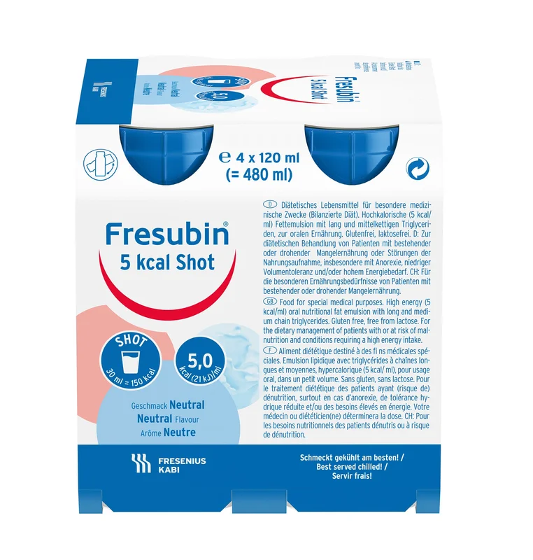 Fresubin 5 kcal Shot fettemulsjon nøytral 4x120 ml