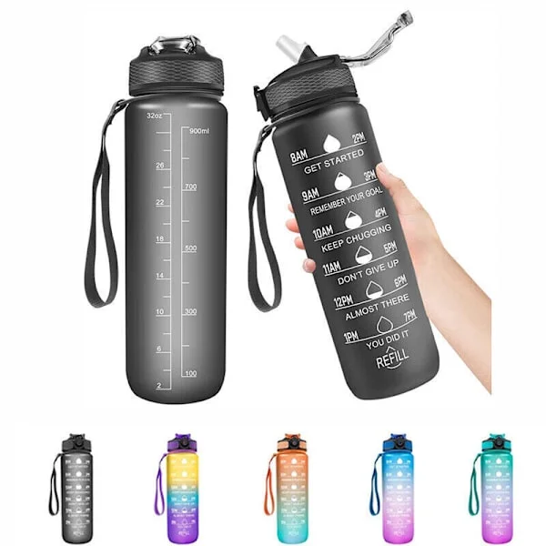 1 l water bottle with straw and timer