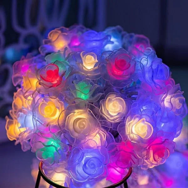 (SC)Boll lysslynge rom atmosfære bobleball lysslynge utendørs batteriboks dekorasjon stjernelys Rose blomsterstreng Rose blomsterstreng