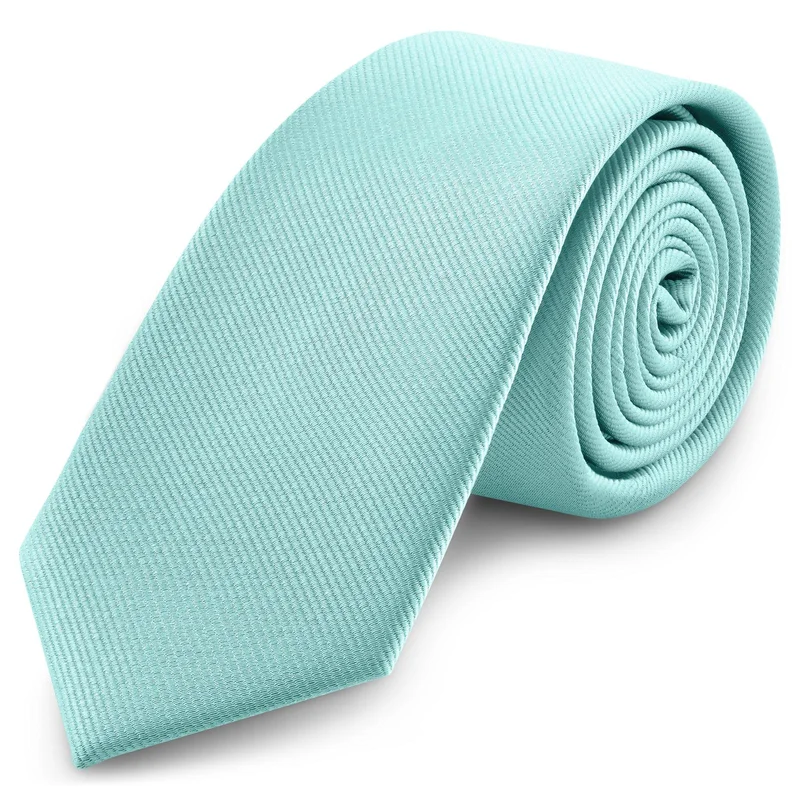 Cravatta da 8 cm celeste con motivo gros-grain per uomini - Cravatte in tinta unita