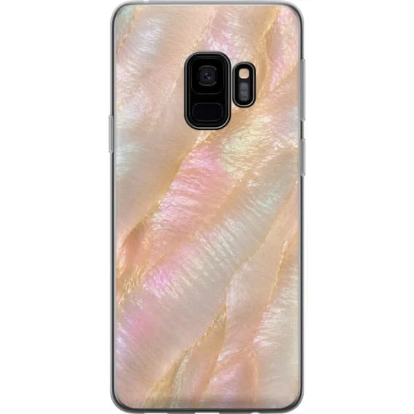 Yhteensopiva Puhelinkuori Samsung Galaxy S9 Abstrakti helmiäisloistava kuviointi beigeillä ja vaaleanpunaisilla sävyillä, pehmeällä kiillolla