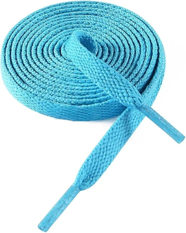 5 par flade snørebånd til sneakers (turkis), flade snørebånd til sneakers - økonomiske, 8 mm brede