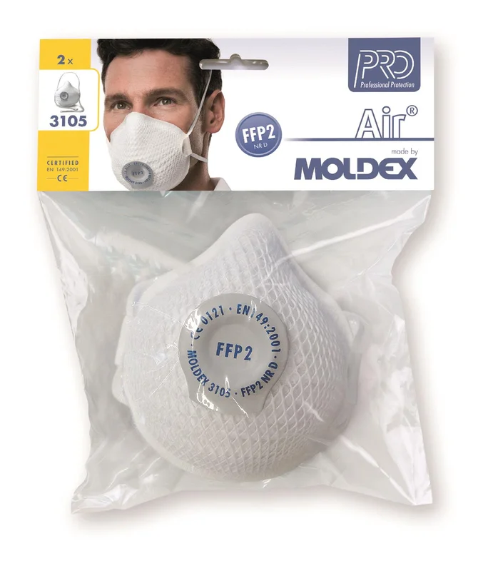 Moldex Air P2 3105-11 Hengityssuojain uloshengitysventtiilillä, FFP2, 2 kpl, Hengityssuojaimet