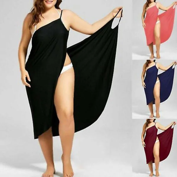 Dame Bikini Cover Up Sarong Strand Lang Kjole Cover kjole SVART
