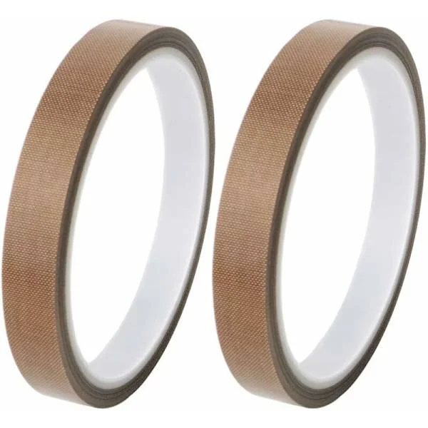 2 stk. højtemperatur PTFE-tape, højtemperatur glasfiber-tape, Teflon glas-tape, varmebestandig op til 300°C, tykkelse 0,13 mm, længde 10 m