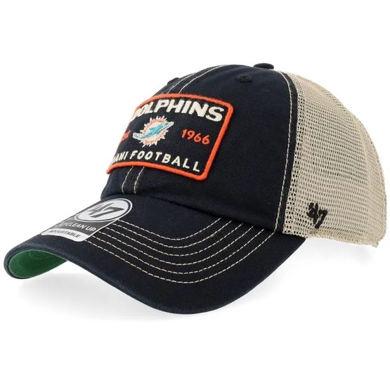 47 Brand - NFL Noir trucker Casquette - Miami Dolphins Wabash Clean Up Vintage Black Trucker @ Hatstore