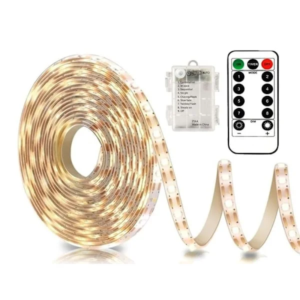Batteridrivna LED-ljus med fjärrkontroll, vattentäta, 8 lägen, dimbar timer[C]