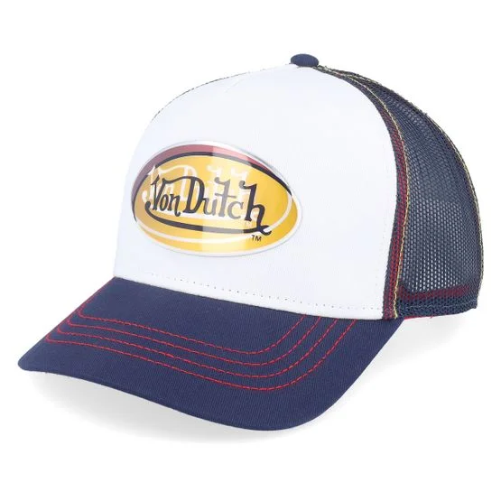 Von Dutch - White trucker Caps - Oval White/Navy Trucker @ Hatstore