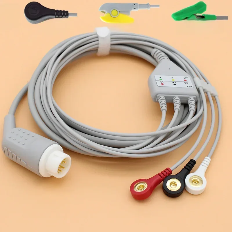 AliExpress - Kompatibel mit 12PIN M1001A, M1002A, M1165A, M1166A, M1167A, M1175A M1177A Patienten-EKG-Monitor 3-adriges Kabel und Elektrodenstecker