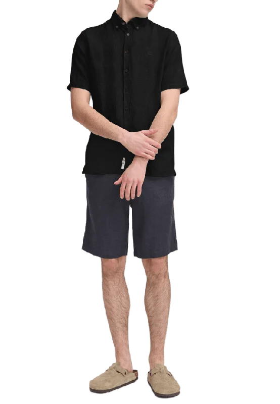 Casual Friday CFANTON 0071 SS 100% linen shirt Skjortor Herr Svart XL