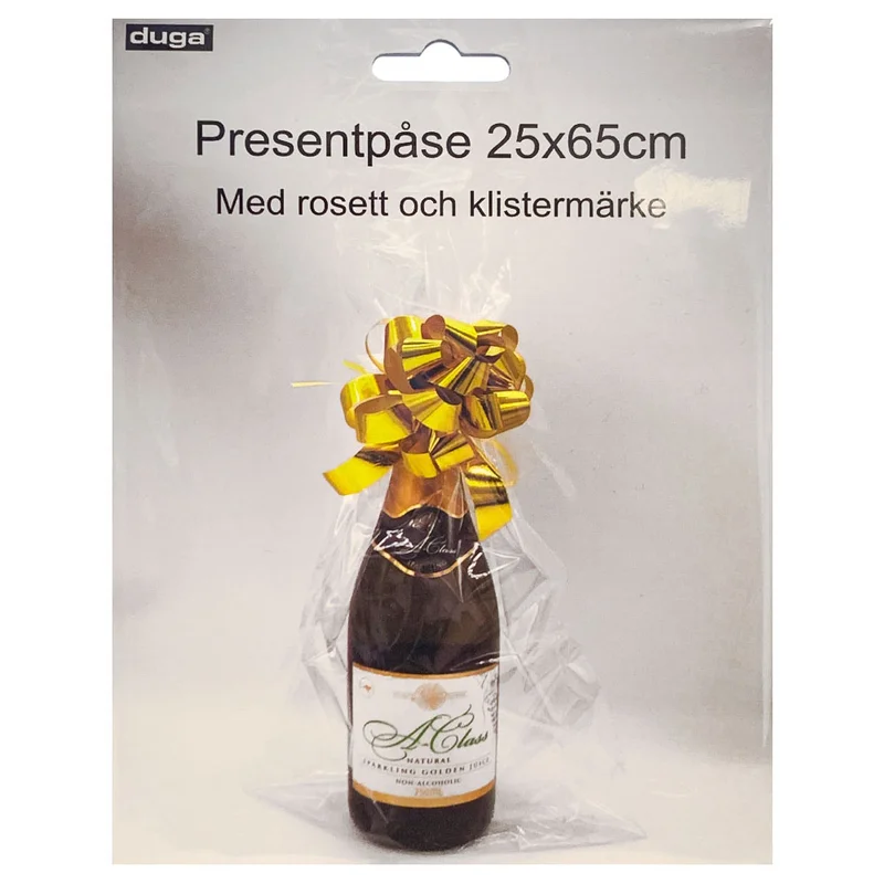 Cellofanpåse med Rosett Silver/Guld
