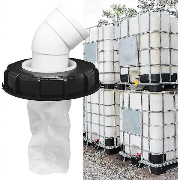/EA/Lock med IBC-filter, 163 mm IBC-lockfilter, IBC-filterlock med tvättbart filter, IBC-lock med DN 75 45 graders vinkel, regnvattenfilter för IBC-