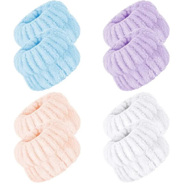 8 stk. Håndledsbånd til ansigtsrens Mikrofiber Håndledsbånd Vaskehåndklæde Spa Håndledsbånd til ansigtsrens Absorberende