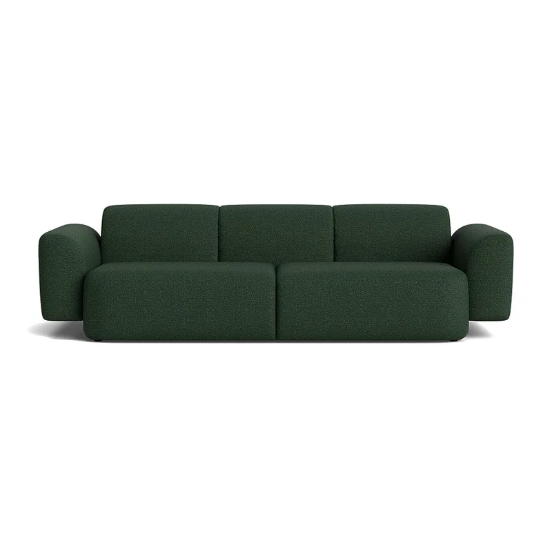 Sunday 3 personers sofa - Raisa Grøn - 290x102x76cm - Komfortabel 3 personers sofa i massivt træ, chipboard, PU skum og polyester - Grøn
